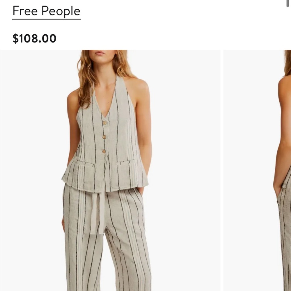 Take Me To Paris Stripe Halter Vest & Pants Set